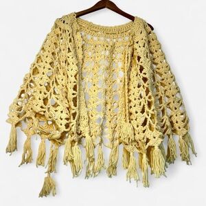 Handmade Crochet Yellow Poncho